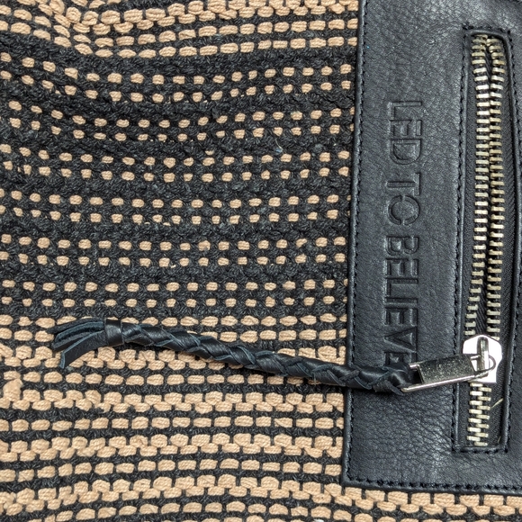NWOT Genuine Leather & woven backpack/ handbag!! Led to Believe